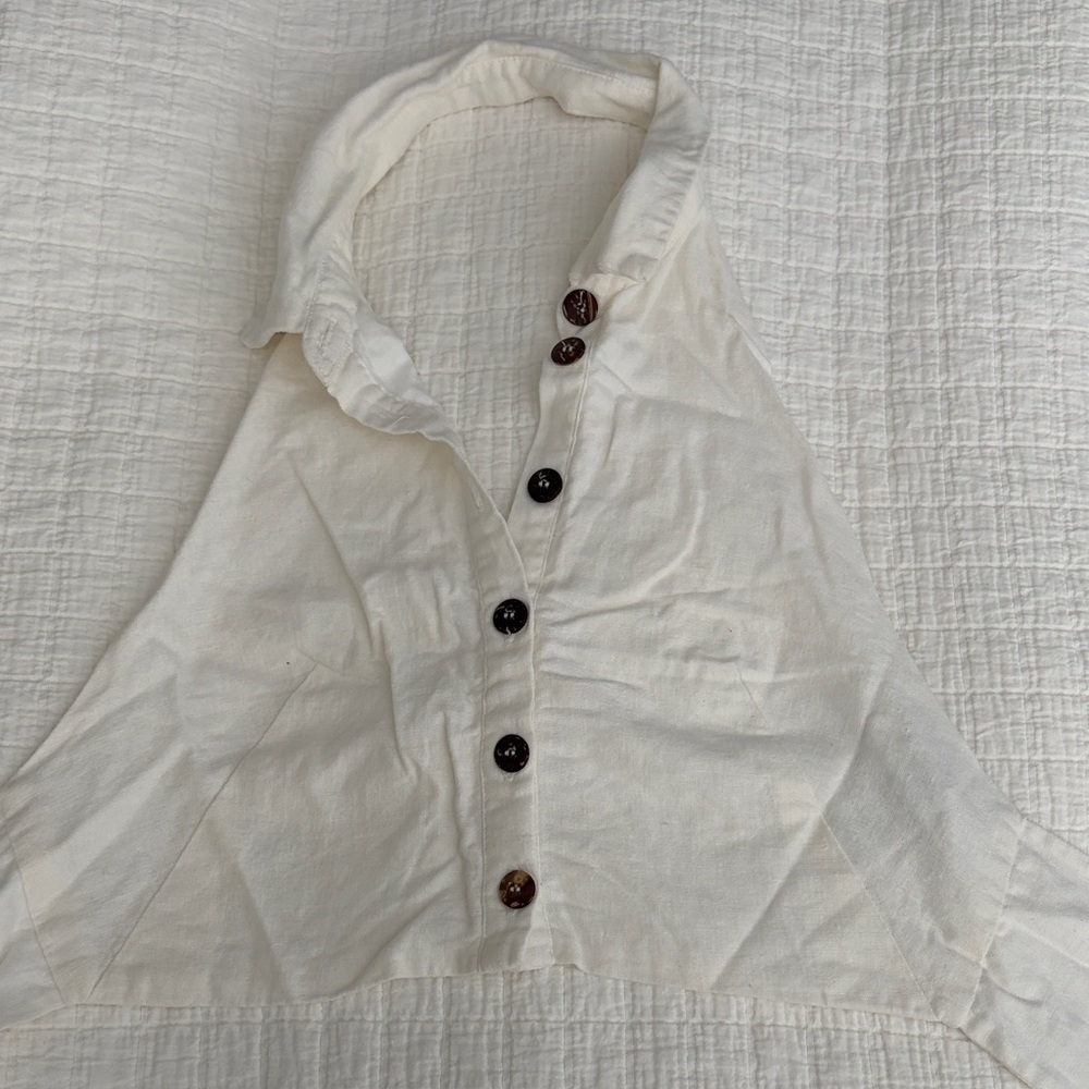 Forever 21 White Halter Top with Brown Buttons